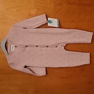 NWT Organic Little Planet by Carter's - Girls Pink Pointelle Knit Romper - 6 mo